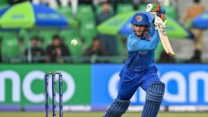 Azmatullah Omarzai batting for Afghanistan