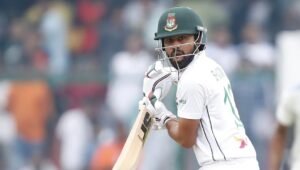 Bangladesh opener Shadman Islam batting in Test whites in Mirpur