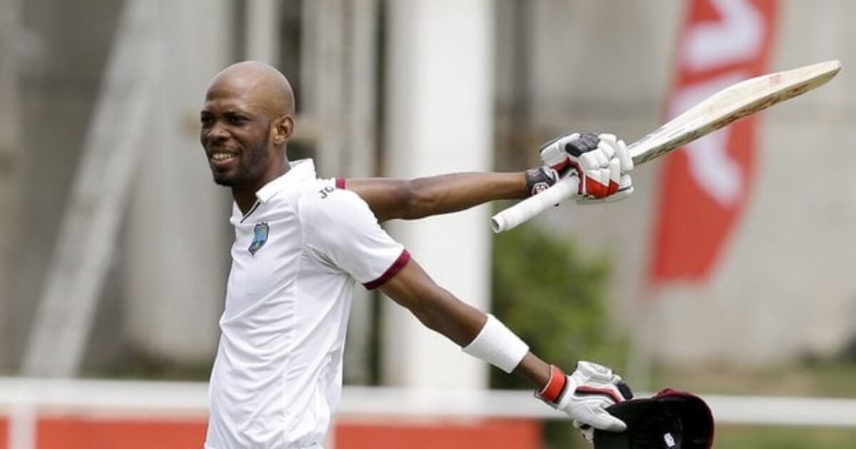 Roston Chase celebrating for West Indies in Test cricket