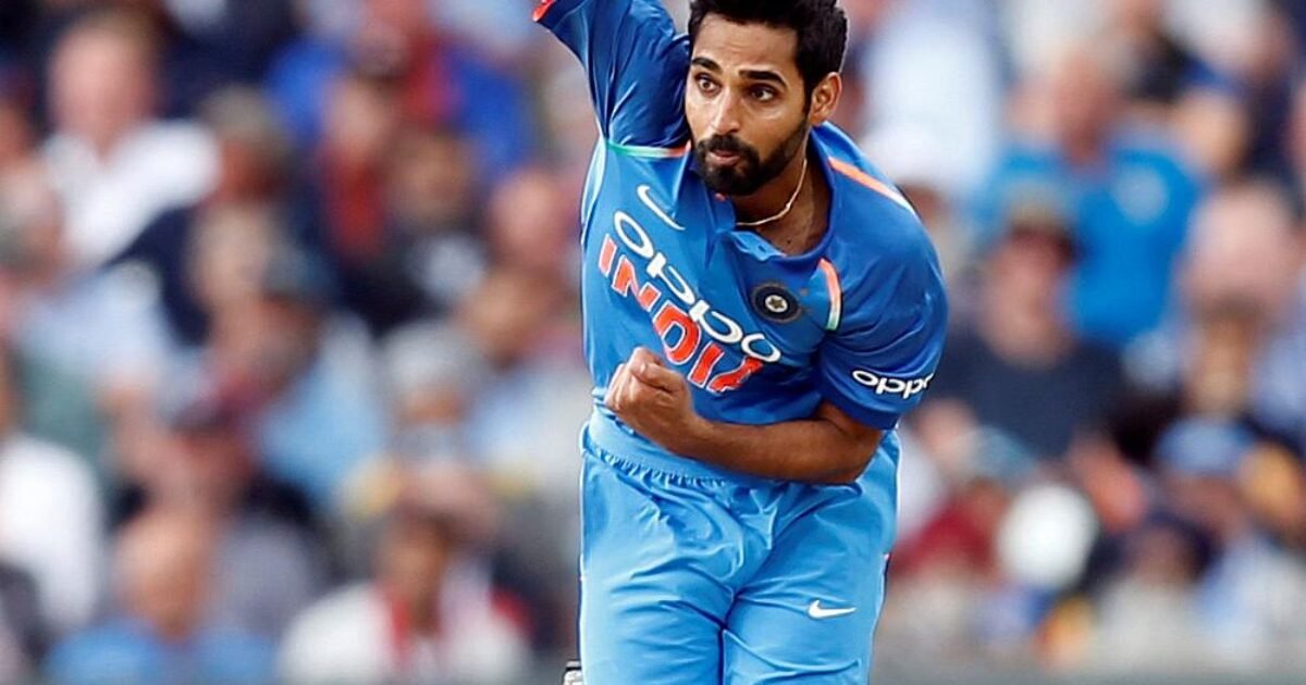 India fast bowler Bhuvneshwar Kumar bowling in India blue
