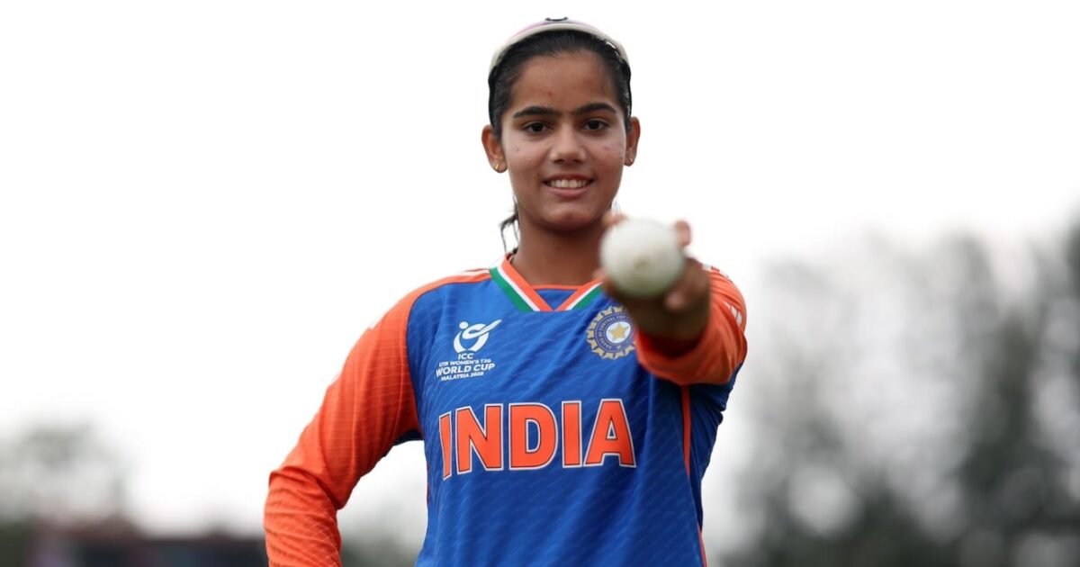 India spinner Vaishnavi Sharma holding a cricket ball