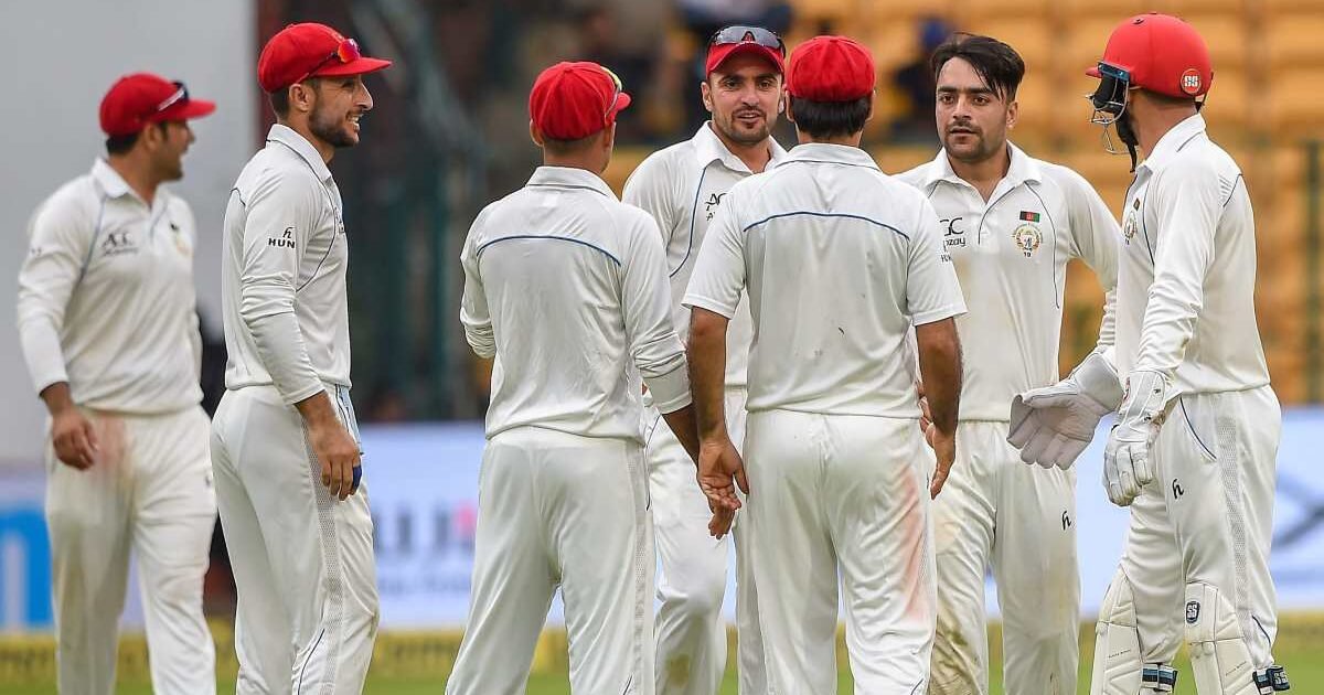 Afghanistan Test team celebrates a wicket