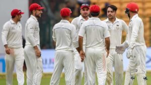Afghanistan Test team celebrates a wicket
