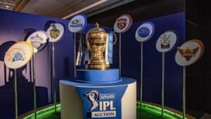 Indian Premier League trophy on display at an auction
