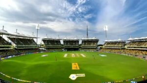 MA Chidambaram Stadium in Chennai under lights during a cricket match