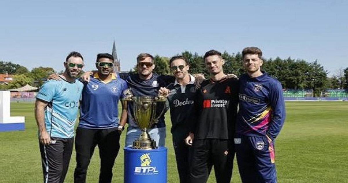 European T20 Premier League trophy with team captains