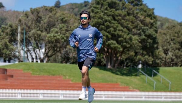 India wicketkeeper-batter Ishan Kishan jogging during a training session