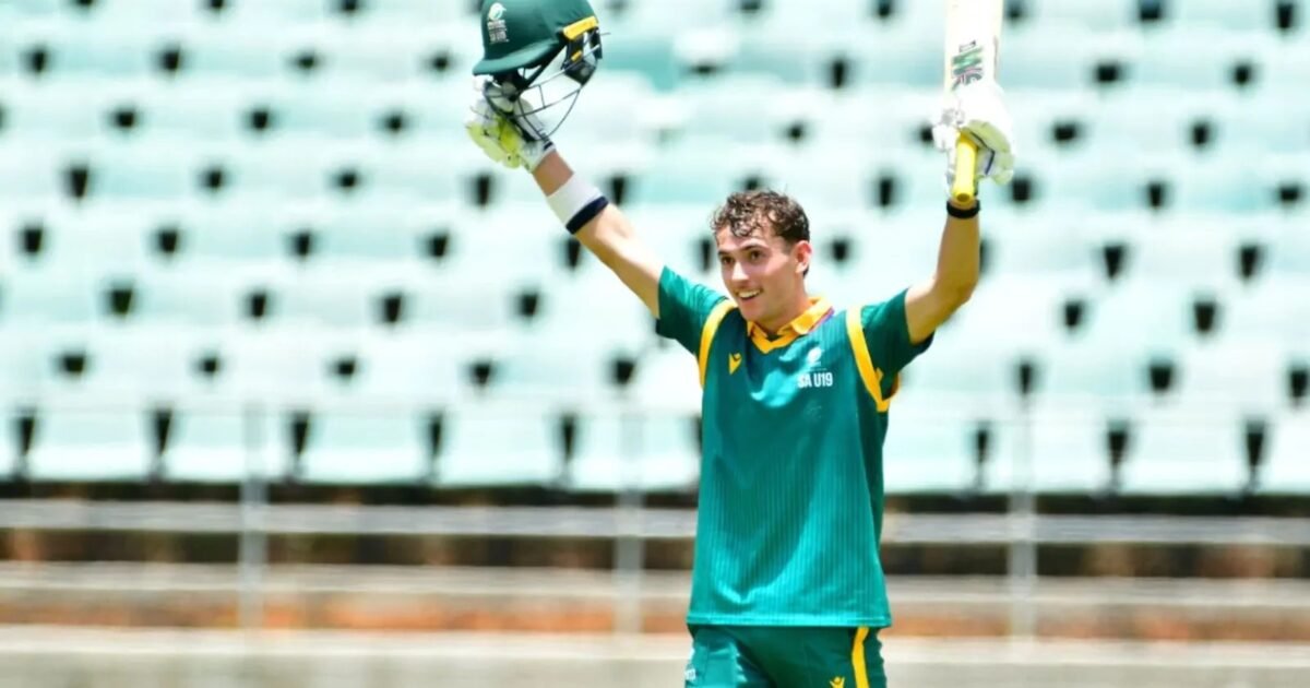 Jason Rowles celebrates a century for South Africa U19